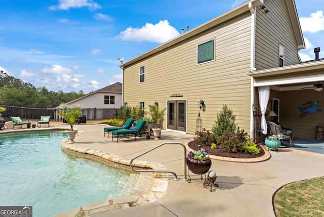 108 Summer Breeze Ln, Canton, GA 30114 - rear view of house featuring fence, a patio area, and a ceiling fan