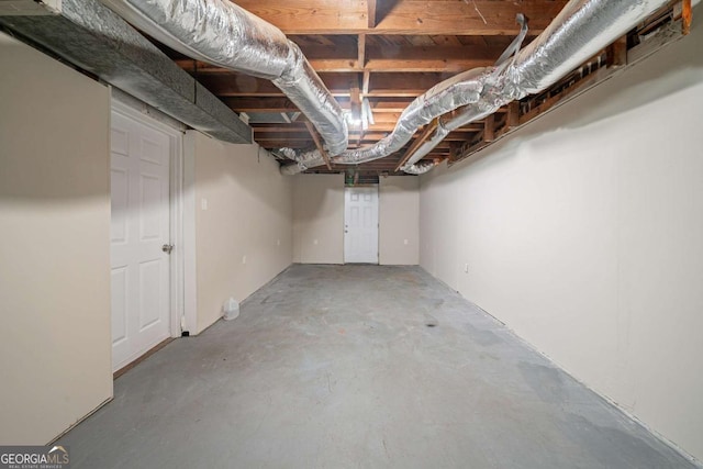 view of unfinished below grade area