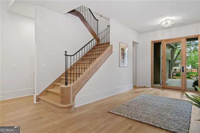 402 Chattahoochee St, Roswell, GA 30075 - entrance foyer with stairs and wood finished floors