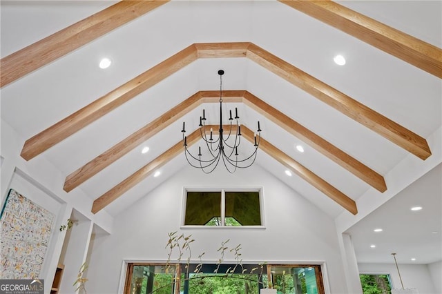 402 Chattahoochee St, Roswell, GA 30075 - detailed view of recessed lighting, a chandelier, and beam ceiling