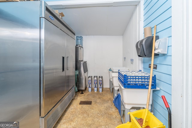 622 Main St, Blackshear, GA 31516 - kitchen featuring concrete flooring and stainless steel built in refrigerator