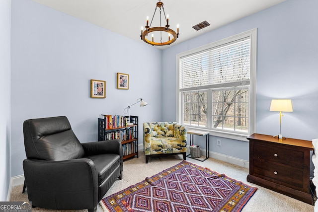 1452 Redwine Rd, Fayetteville, GA 30215 - living area featuring a chandelier and carpet floors
