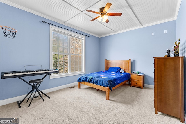 1452 Redwine Rd, Fayetteville, GA 30215 - carpeted bedroom with ornamental molding and ceiling fan