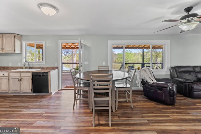 532 Henry Higgins Rd, Jackson, GA 30233 - dining room with dark wood-style floors, healthy amount of natural light, and ceiling fan