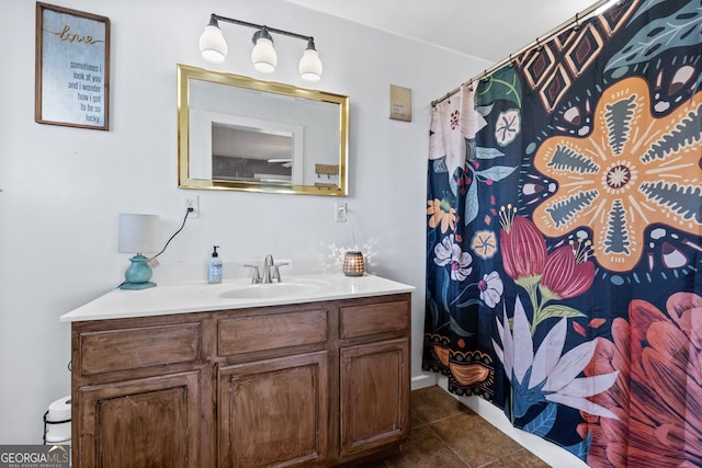 532 Henry Higgins Rd, Jackson, GA 30233 - full bath with vanity, tile patterned floors, and a shower with shower curtain