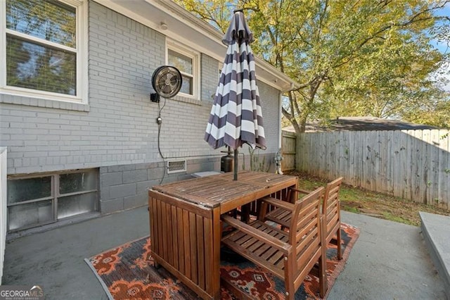 view of patio / terrace with fence and outdoor dining space