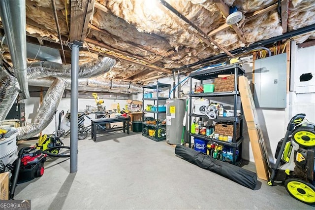 unfinished below grade area with water heater
