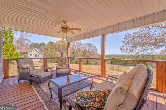 300 Ellis Rd, Rome, GA 30161 - deck with an outdoor hangout area and ceiling fan