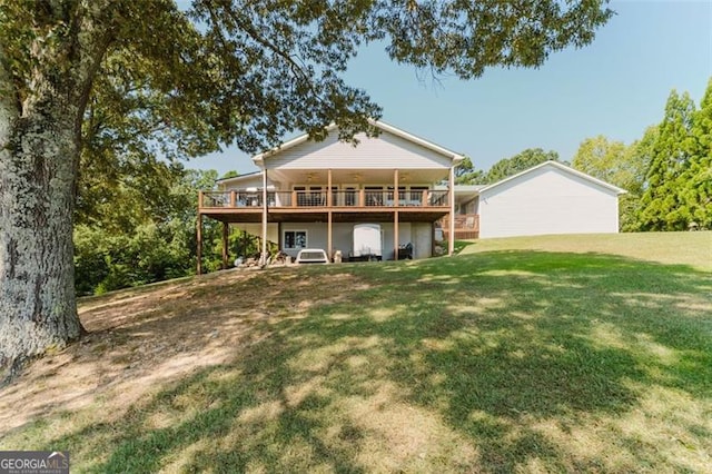 300 Ellis Rd, Rome, GA 30161 - rear view of house with a lawn and a wooden deck