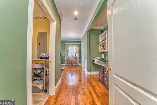 300 Ellis Rd, Rome, GA 30161 - hall featuring baseboards, ornamental molding, and light wood-style floors