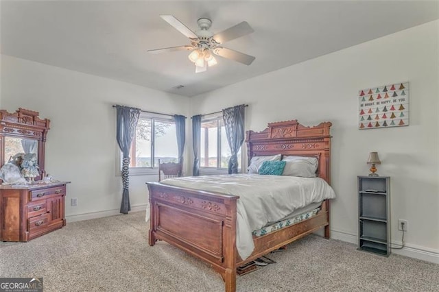 300 Ellis Rd, Rome, GA 30161 - bedroom featuring baseboards, ceiling fan, and light colored carpet