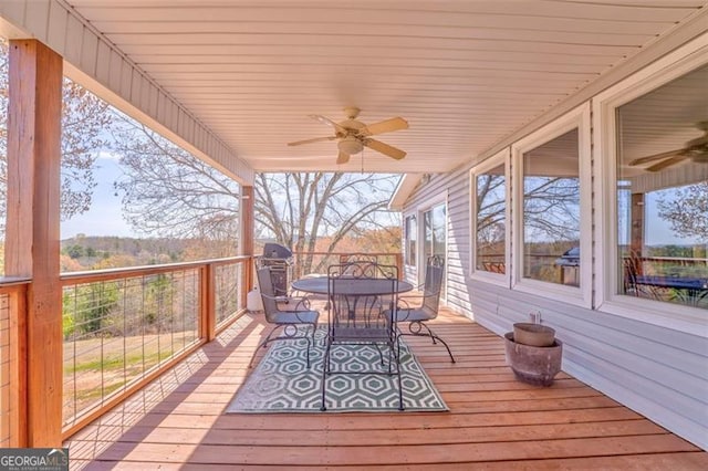 300 Ellis Rd, Rome, GA 30161 - deck with outdoor dining area and a ceiling fan