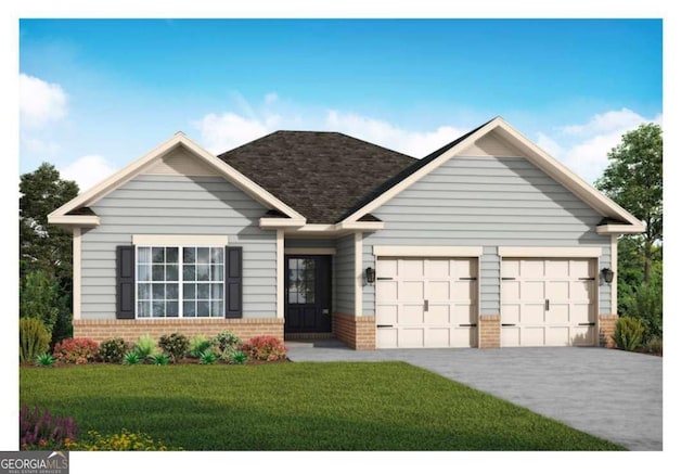 120 Chapman Ridge Rd, Macon, GA 31211 - view of front of property featuring brick siding, an attached garage, a front yard, concrete driveway, and roof with shingles