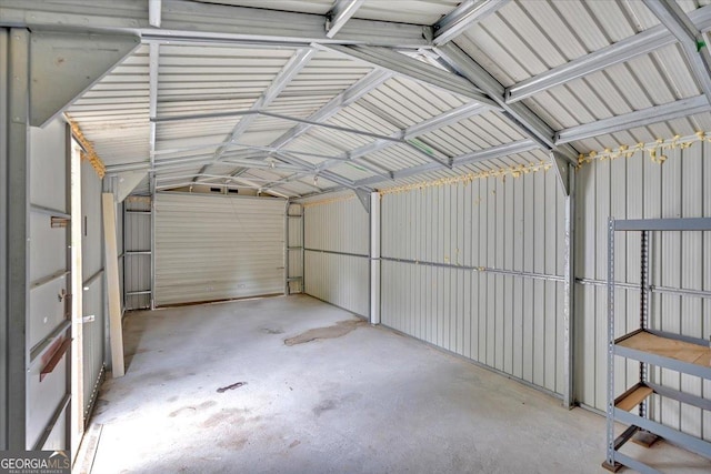 garage featuring metal wall