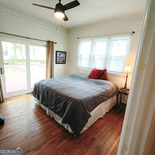 650 Somerset Ter NE, Atlanta, GA 30306 - bedroom with access to exterior, wood finished floors, and ceiling fan