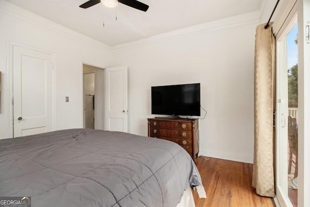 650 Somerset Ter NE, Atlanta, GA 30306 - bedroom featuring crown molding, a ceiling fan, and light wood-style floors