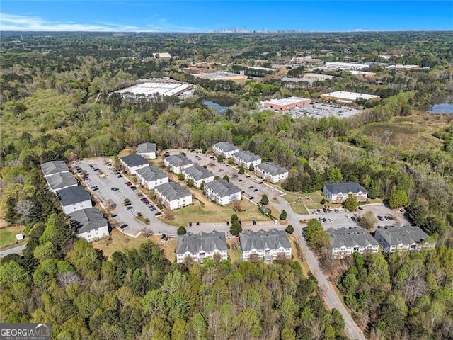 13304 Waldrop Cv, Decatur, GA 30034 - birds eye view of property with a water view and a wooded view