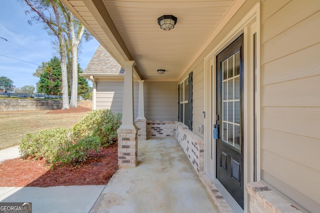 view of patio featuring a porch
