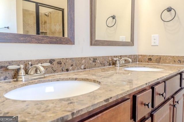 132 Windmeadow Way, Fayetteville, GA 30214 - full bath with double vanity, a sink, and tiled shower
