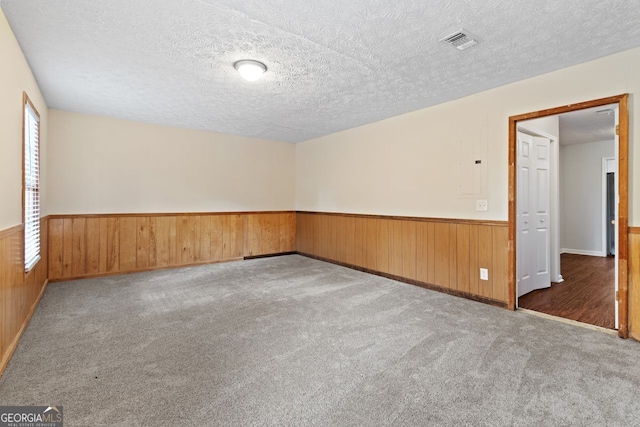 2199 Summertown Dr, Norcross, GA 30071 - carpeted spare room featuring a wainscoted wall, wood walls, and a textured ceiling