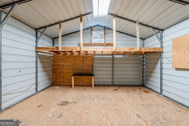 garage featuring metal wall