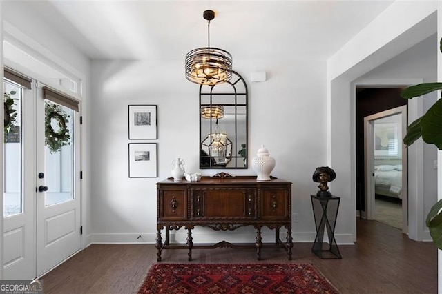 9 Grove Pointe Way, Cartersville, GA 30120 - foyer entrance with wood finished floors, a chandelier, and baseboards