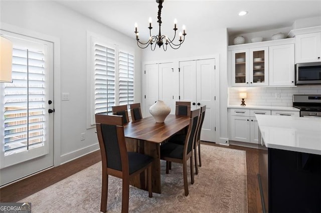 9 Grove Pointe Way, Cartersville, GA 30120 - dining room with a chandelier, plenty of natural light, recessed lighting, and wood finished floors