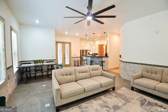 412 Trilium Trl, Pendergrass, GA 30567 - living area featuring healthy amount of natural light, a ceiling fan, and recessed lighting