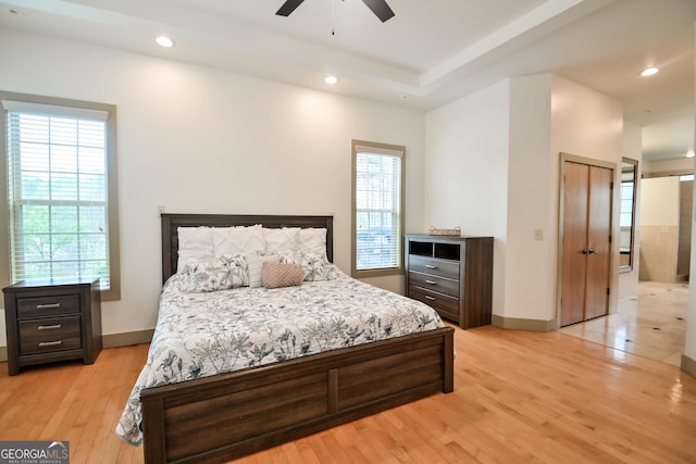 412 Trilium Trl, Pendergrass, GA 30567 - bedroom featuring multiple windows, light wood-type flooring, recessed lighting, and baseboards