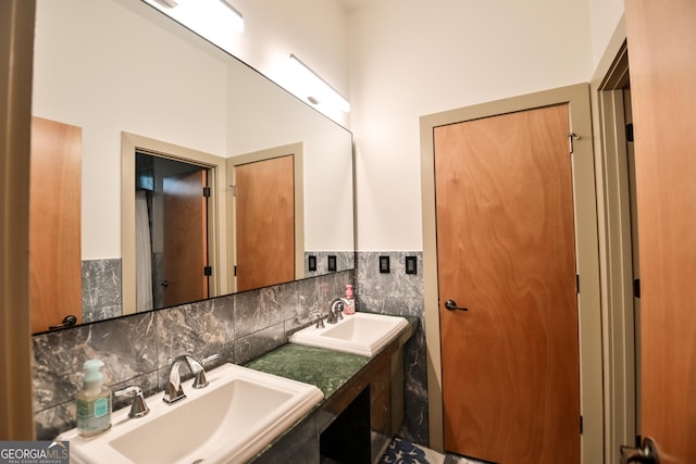412 Trilium Trl, Pendergrass, GA 30567 - full bathroom with double vanity and decorative backsplash