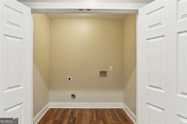 645 Trailmore Pl, Roswell, GA 30076 - washroom featuring electric dryer hookup and dark wood-style floors