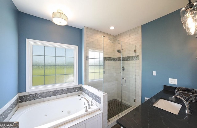2587 Moons Grove Church Rd, Colbert, GA 30628 - bathroom with a stall shower, a jetted tub, and vanity