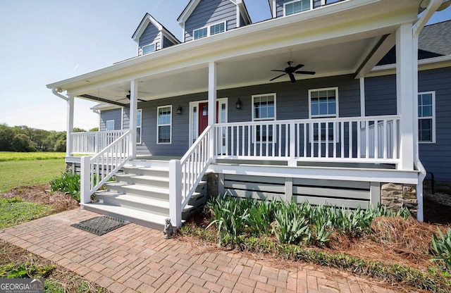 2587 Moons Grove Church Rd, Colbert, GA 30628 - view of front of property featuring a ceiling fan and covered porch