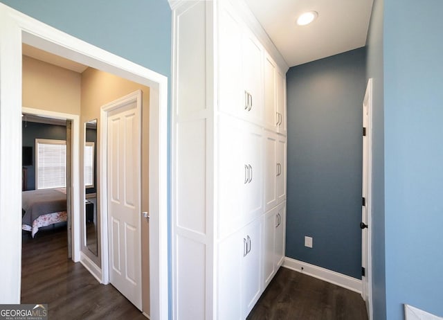 2587 Moons Grove Church Rd, Colbert, GA 30628 - corridor with dark wood-style floors and recessed lighting