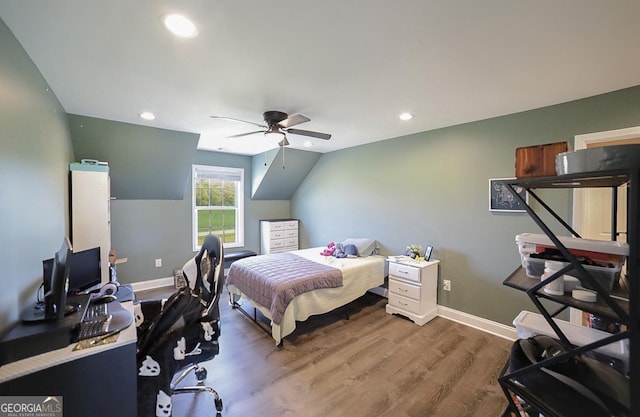 2587 Moons Grove Church Rd, Colbert, GA 30628 - bedroom featuring wood finished floors, a ceiling fan, and recessed lighting