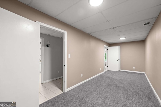 5198 Holly Springs Rd, Pendergrass, GA 30567 - carpeted empty room with baseboards, visible vents, and a drop ceiling