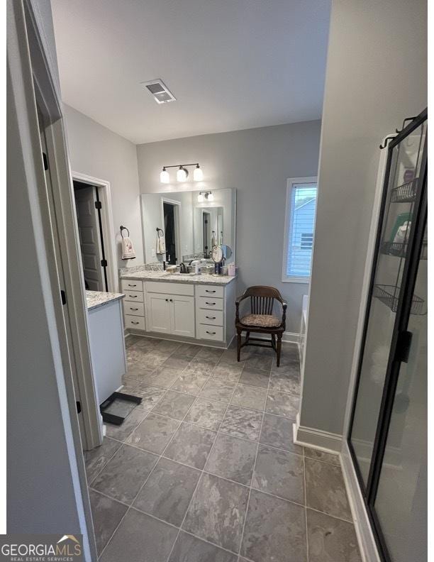 4529 Jersey Covington Rd, Covington, GA 30014 - full bath with a shower stall, vanity, and baseboards
