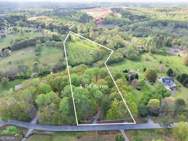 birds eye view of property with a forest view
