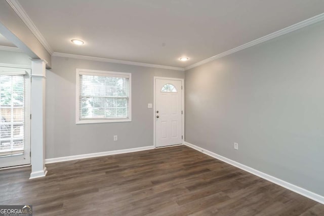771 Jordan Ln Unit K, Decatur, GA 30033 - foyer entrance featuring ornamental molding, dark wood-type flooring, and recessed lighting