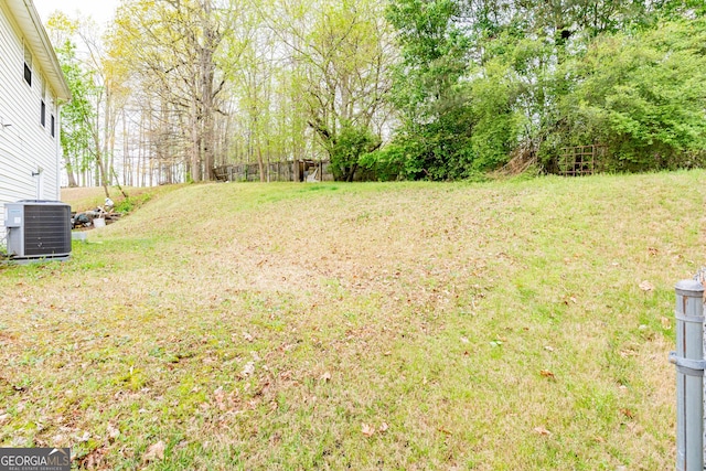 view of yard featuring central AC