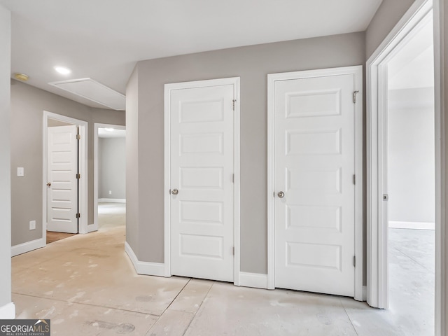 105 Hunts Mill Cir, Griffin, GA 30224 - hallway featuring baseboards and attic access