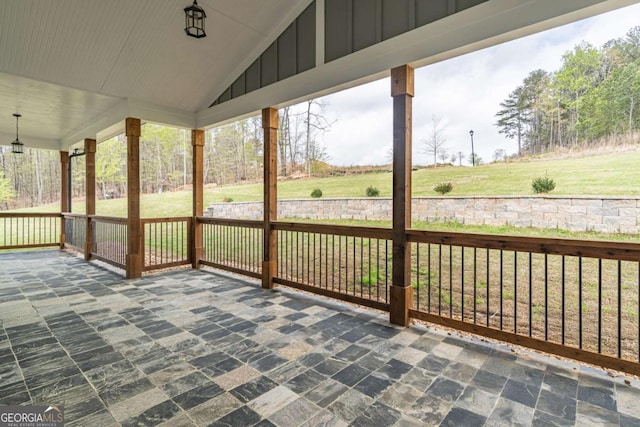 deck with a yard