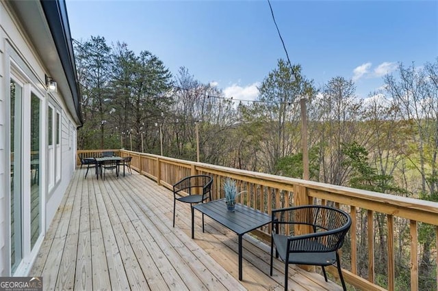 587 Oak Trce, Jasper, GA 30143 - wooden terrace featuring outdoor dining area