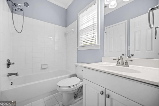 4522 Willow Oak Trl, Powder Springs, GA 30127 - full bath with shower / bathing tub combination, toilet, tile patterned flooring, and vanity
