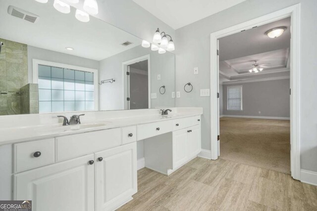 4522 Willow Oak Trl, Powder Springs, GA 30127 - bathroom with a sink, visible vents, and a ceiling fan