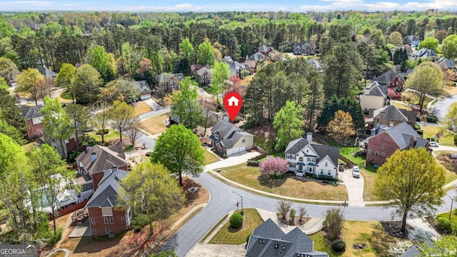 4522 Willow Oak Trl, Powder Springs, GA 30127 - aerial view featuring a residential view and a forest view
