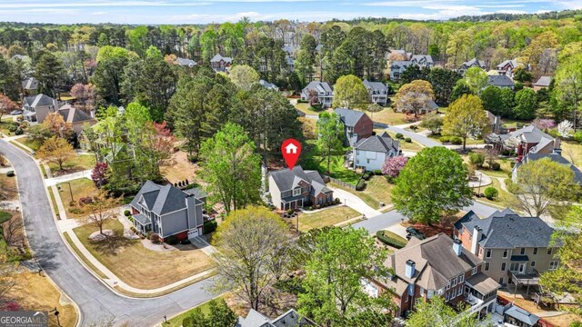 4522 Willow Oak Trl, Powder Springs, GA 30127 - birds eye view of property with a forest view and a residential view