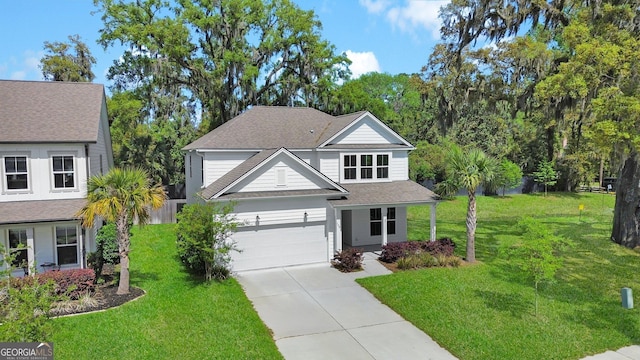 106 Canter Ct, Savannah, GA 31406 - view of front facade with a shingled roof, driveway, and a front lawn