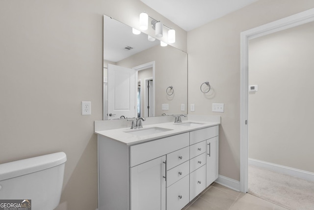 106 Canter Ct, Savannah, GA 31406 - full bathroom with a sink, visible vents, toilet, and double vanity