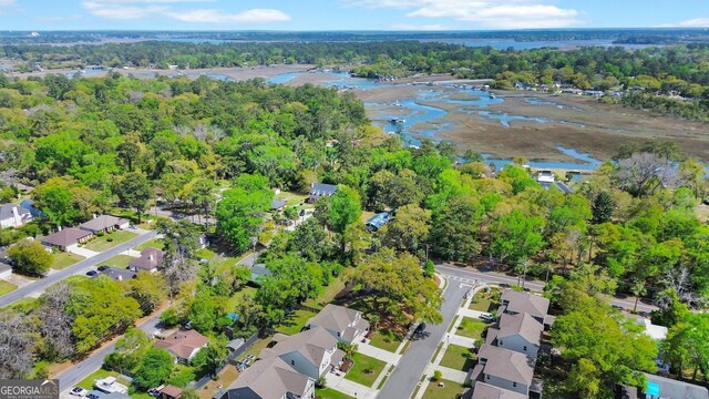 106 Canter Ct, Savannah, GA 31406 - birds eye view of property with a water view, a residential view, and a forest view